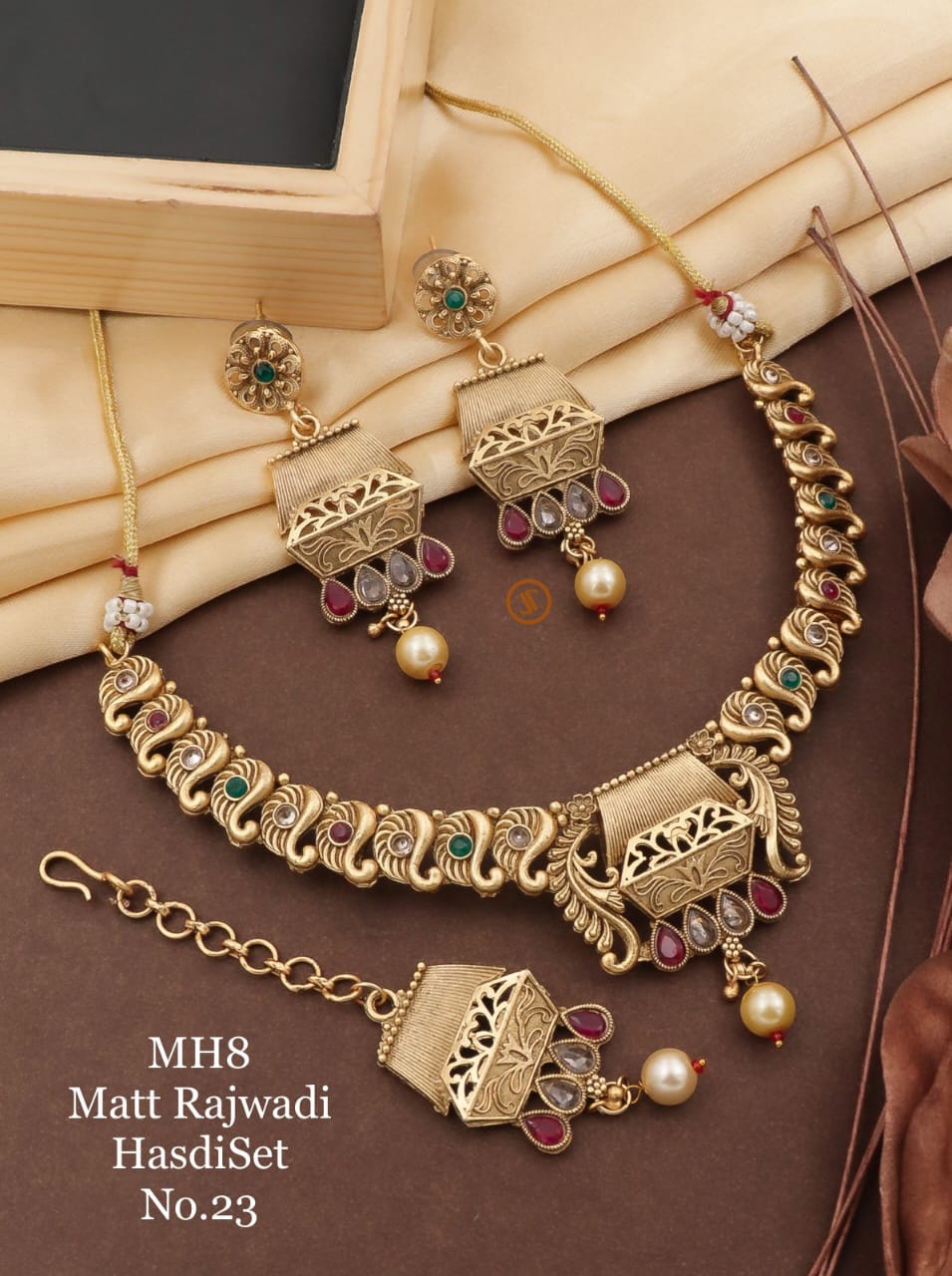 8 MH Golden Plated Matte Rajwadi Hasadi Set Wholesale Shop In Surat
